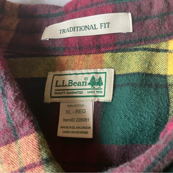 LL Bean Flannel Shirt Mens XL Plaid Multicolor Long Sleeve - Picture 5 of 5